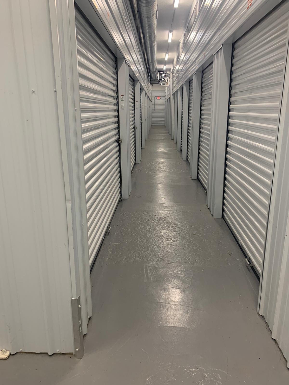 Indoor storage unit corridor